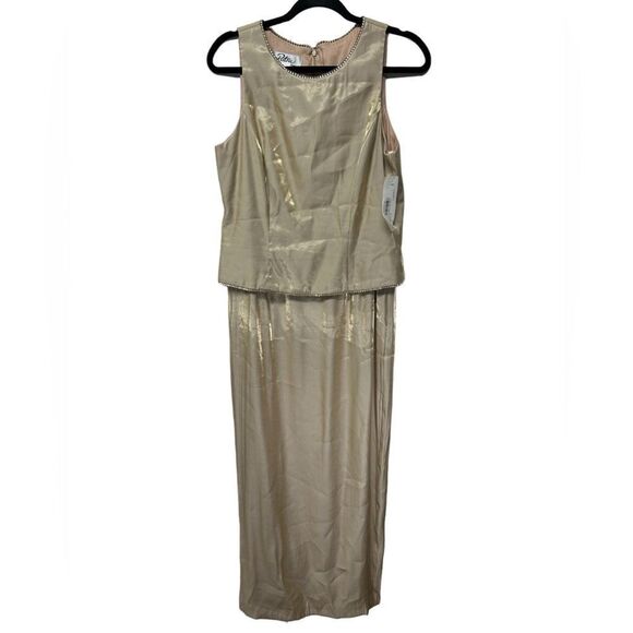 NWT Vintage Patra Gold Sleeveless Maxi Dress Matching Blazer Formal Gown Event - Picture 3 of 14